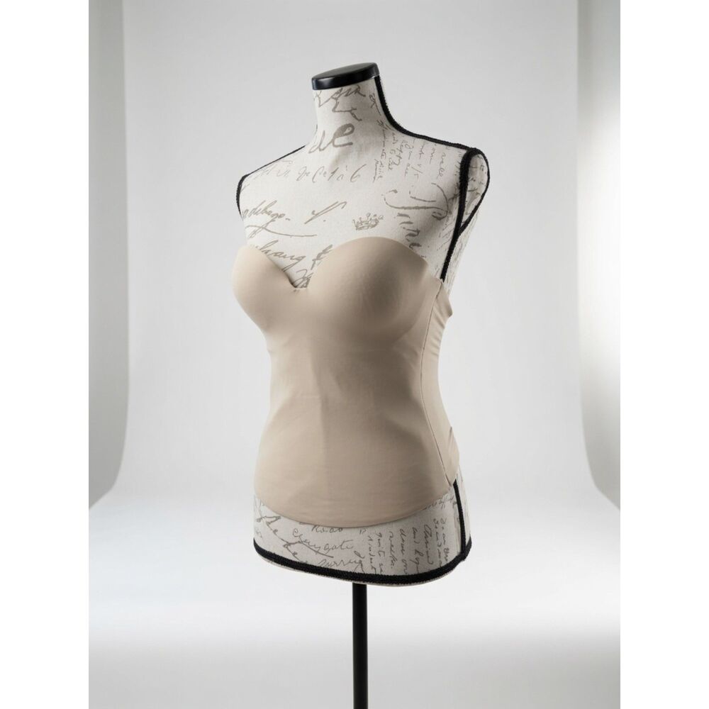Nude Beige Strapless Bustier Corset Top 38C – Structured Cups, Hook & Eye Back - Picture 1 of 7